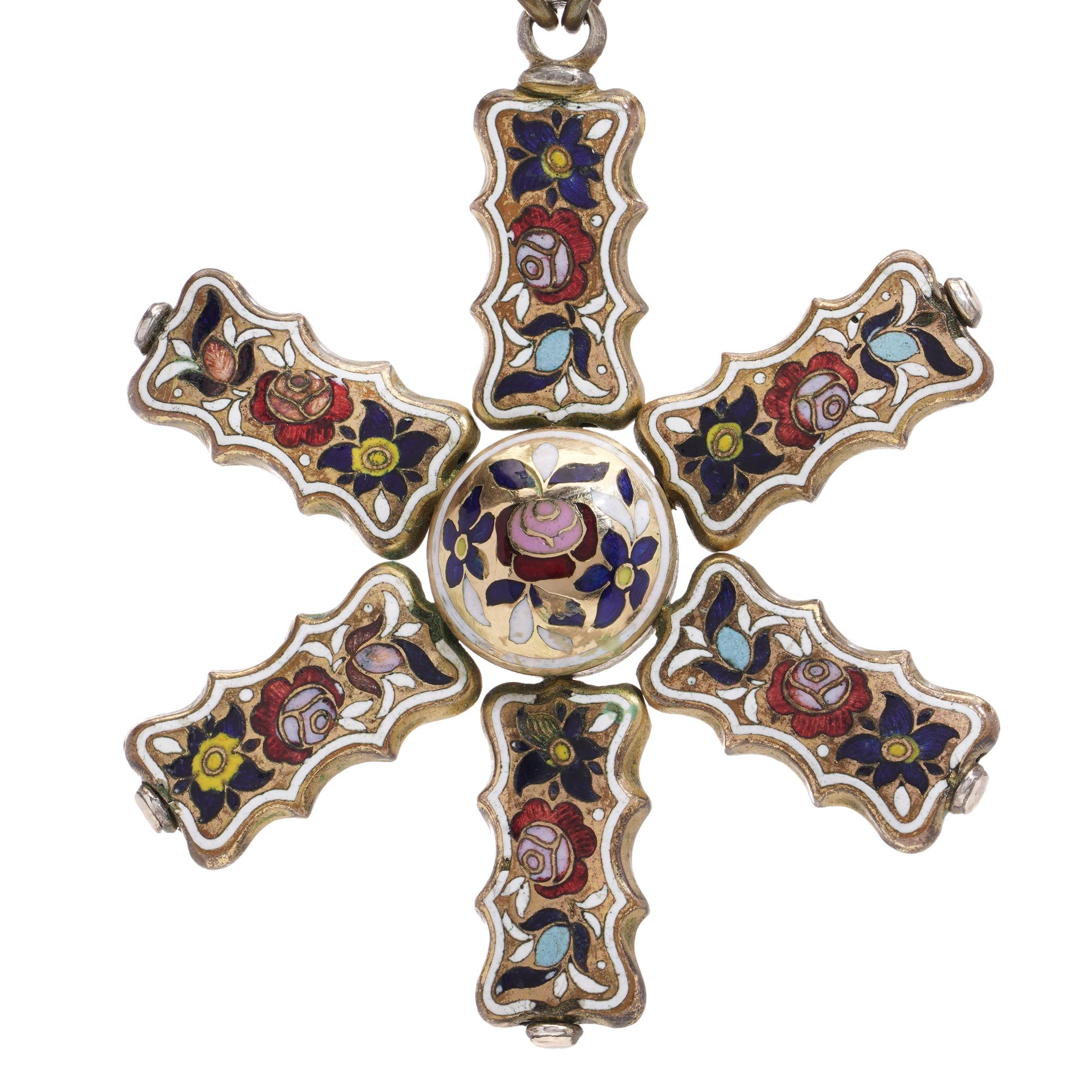Swiss enamel necklace from Georgian period in 10kt gold For Sale at 1stDibs