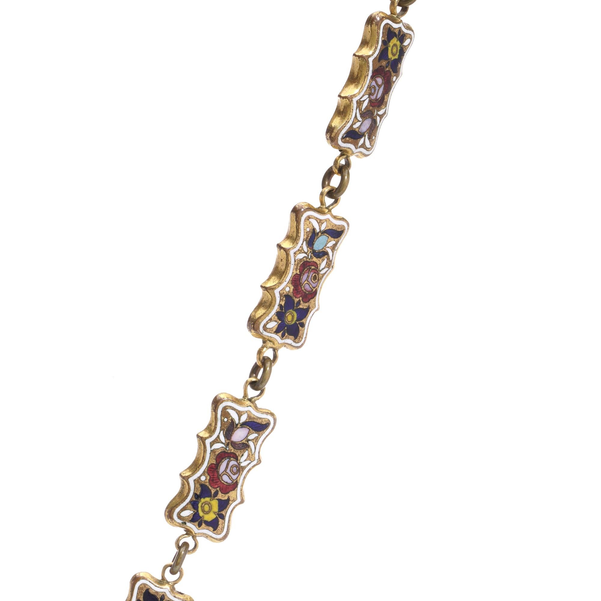 Swiss enamel necklace from Georgian period in 10kt gold For Sale at 1stDibs
