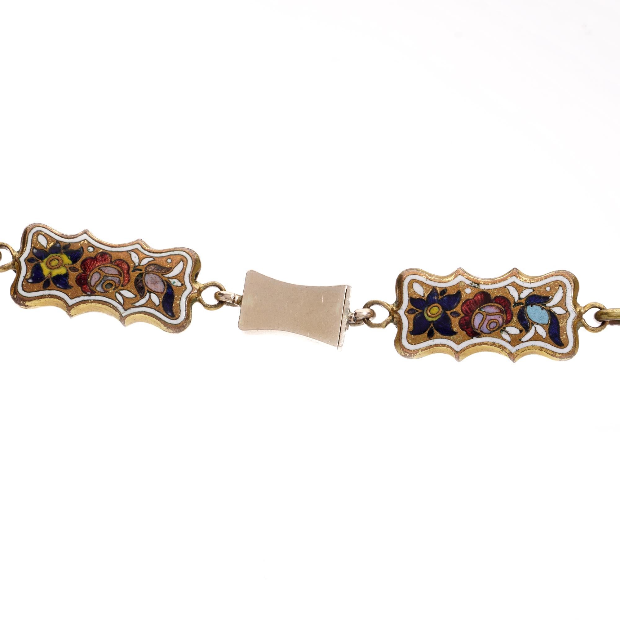 Swiss enamel necklace from Georgian period in 10kt gold For Sale at 1stDibs