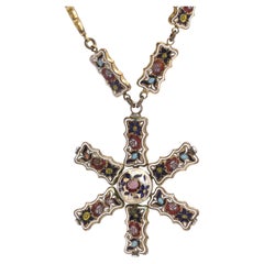 Swiss enamel necklace from Georgian period in 10kt gold 