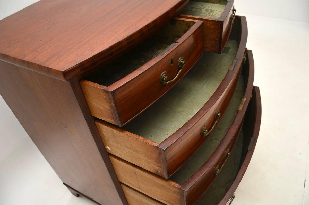 British Antique Georgian Period Bow Front Chest of Drawers For Sale