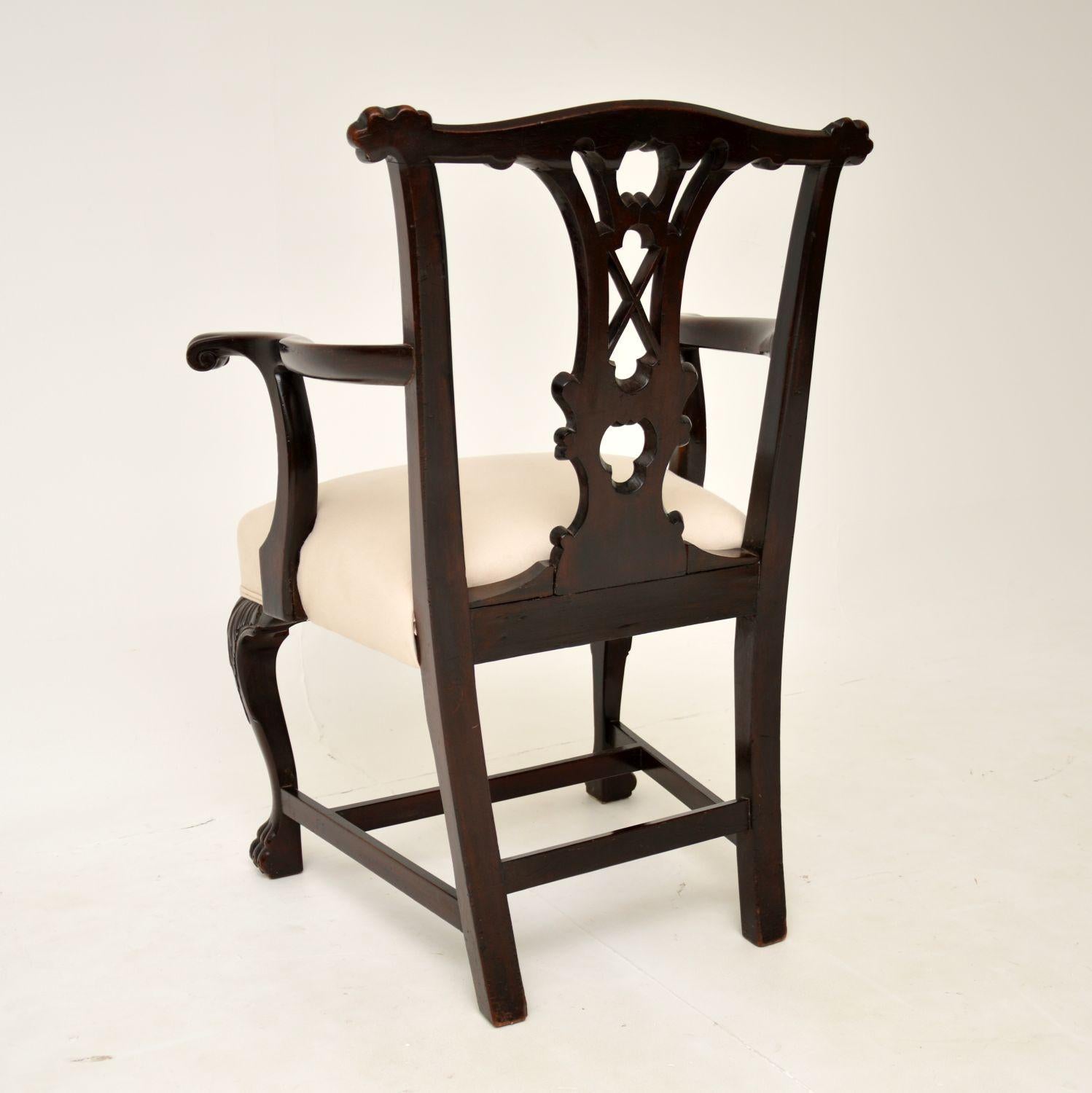 English Antique Georgian Period Chippendale Armchair For Sale