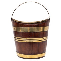 Antique Georgian Period Dutch Mahogany Brass Bound Peat Bucket
