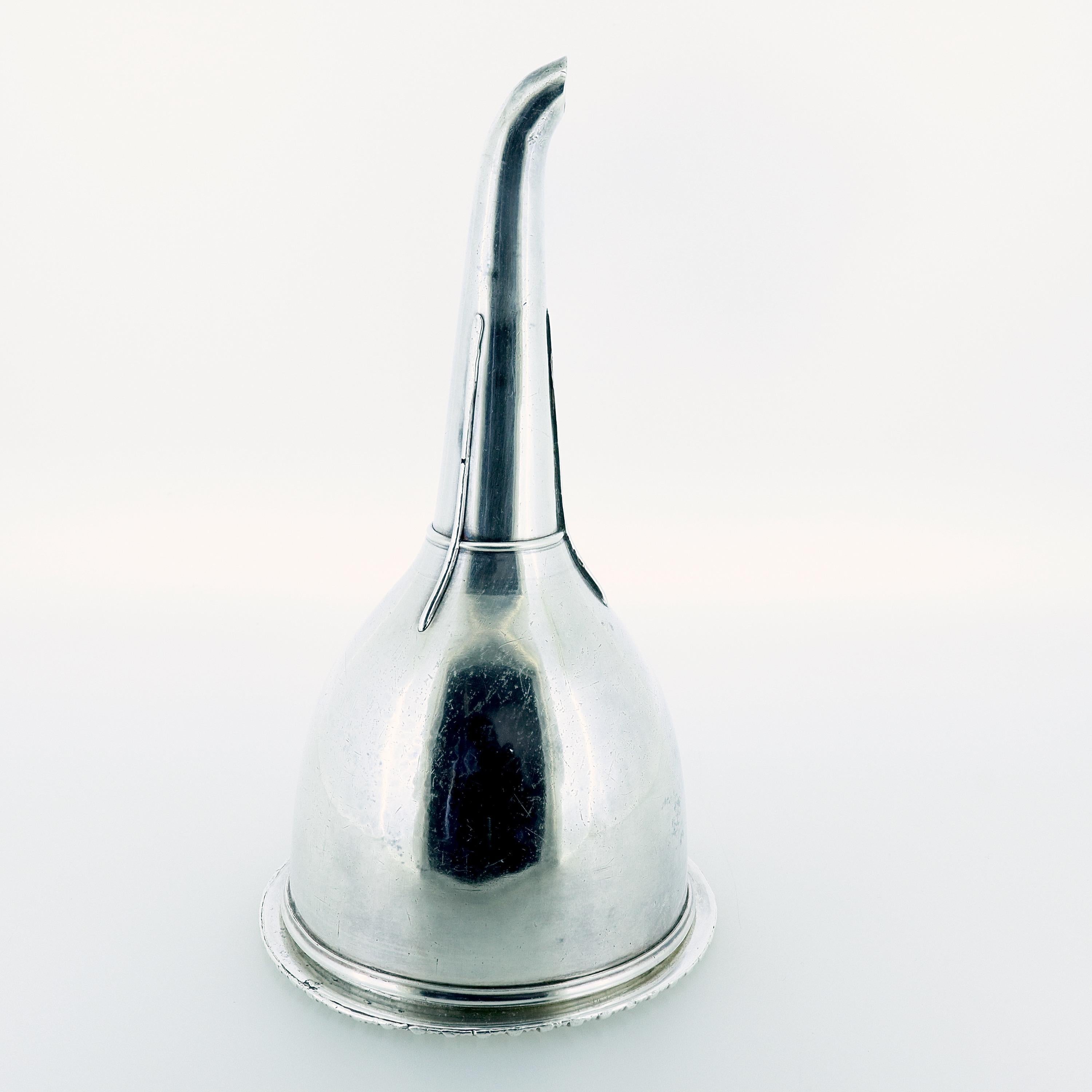 Antique Georgian Period English Silver Plated Wine Funnel For Sale 5