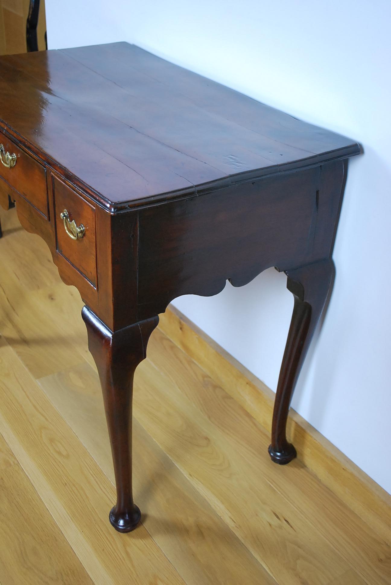 George II Antique Georgian period English solid Yew Wood Lowboy / side table For Sale