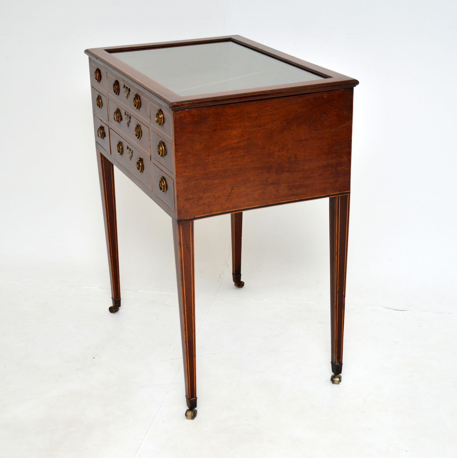 Antique Georgian Period Inlaid Display Case Table 5