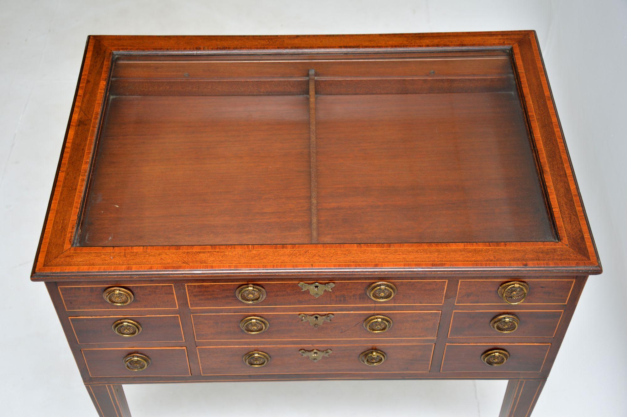 Antique Georgian Period Inlaid Display Case Table 6