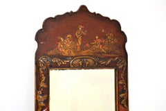 Antique Georgian Period Lacquered Chinoiserie Mirror