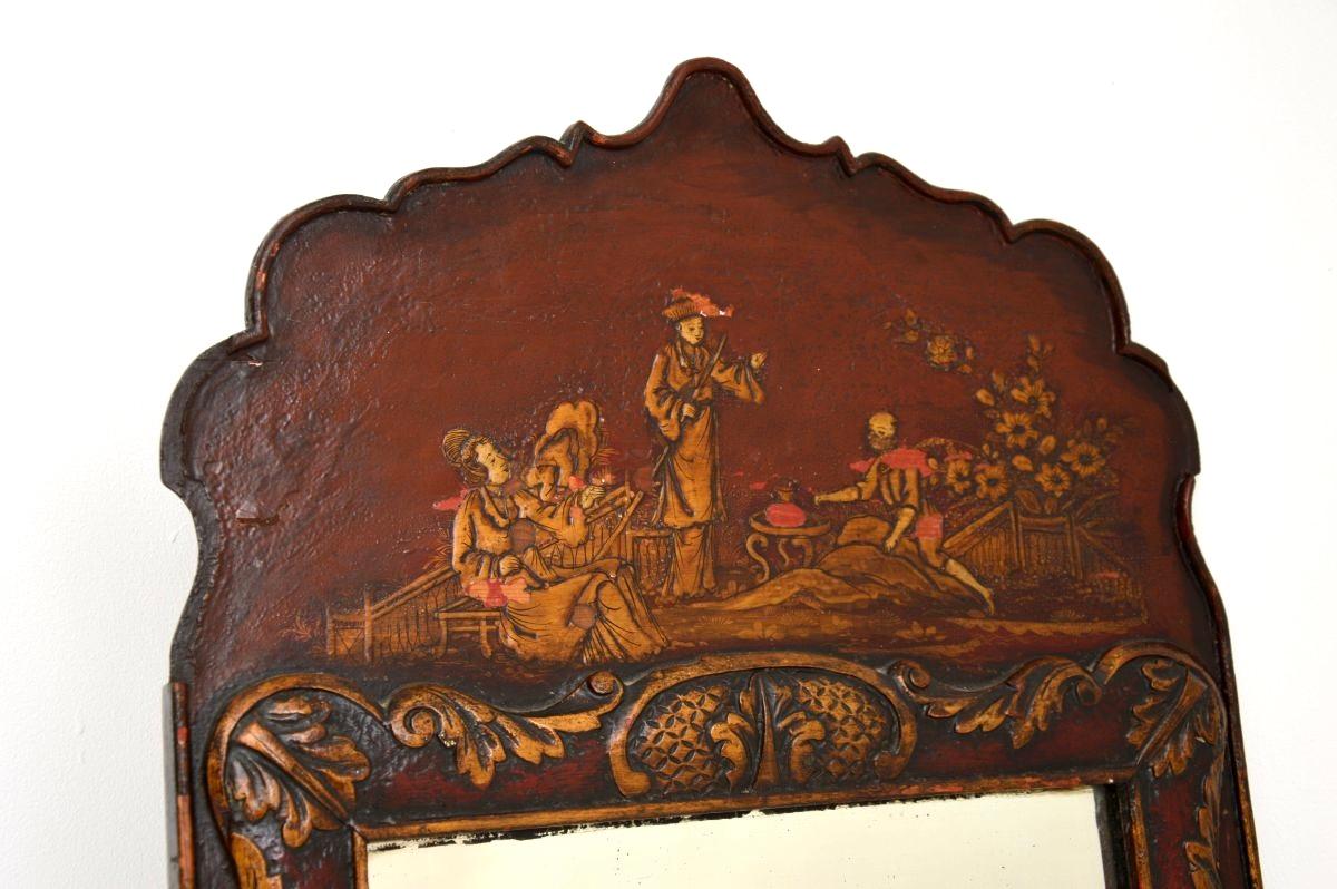 Antique Georgian Period Lacquered Chinoiserie Mirror In Good Condition For Sale In London, GB