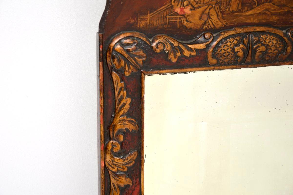 Early 19th Century Antique Georgian Period Lacquered Chinoiserie Mirror For Sale