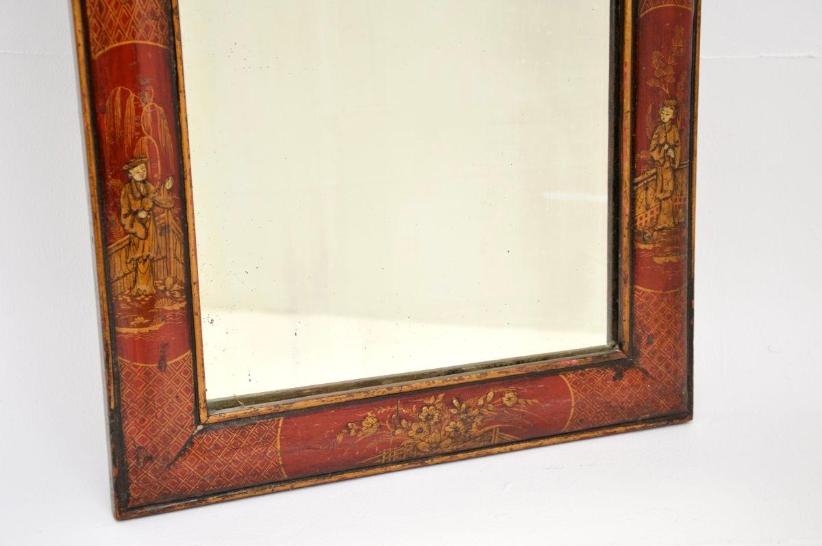 Antique Georgian Period Lacquered Chinoiserie Mirror For Sale 1