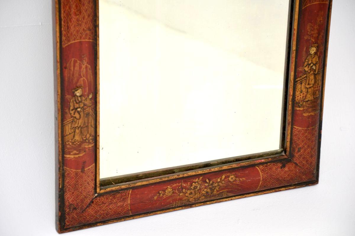 Antique Georgian Period Lacquered Chinoiserie Mirror For Sale 2