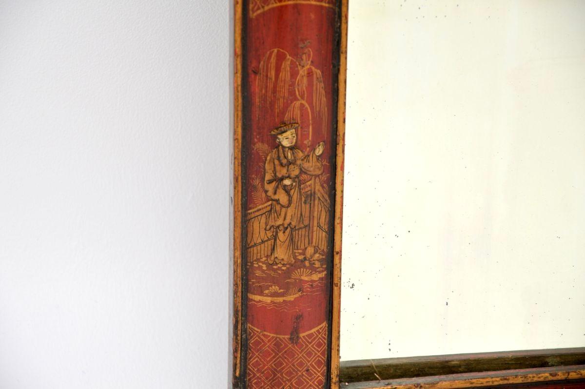 Antique Georgian Period Lacquered Chinoiserie Mirror For Sale 3