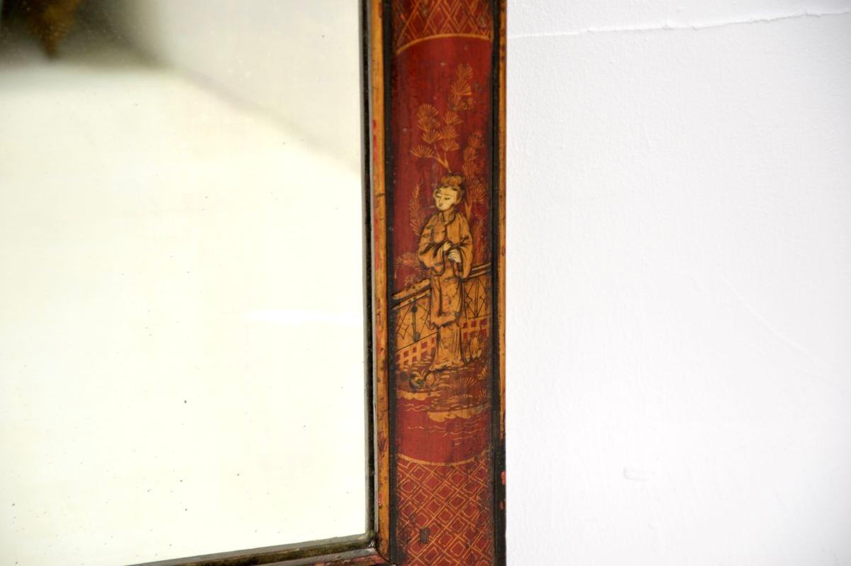 Antique Georgian Period Lacquered Chinoiserie Mirror For Sale 4