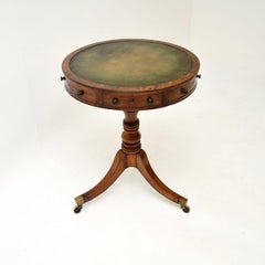 Antique Georgian Period Leather Top Drum Table