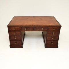 Antique Georgian Period Leather Top Partners Desk
