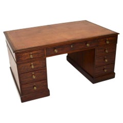 Antique Georgian Period Leather Top Partners Desk