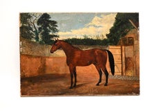 Antique Georgian Period Oil Painting of a Horse