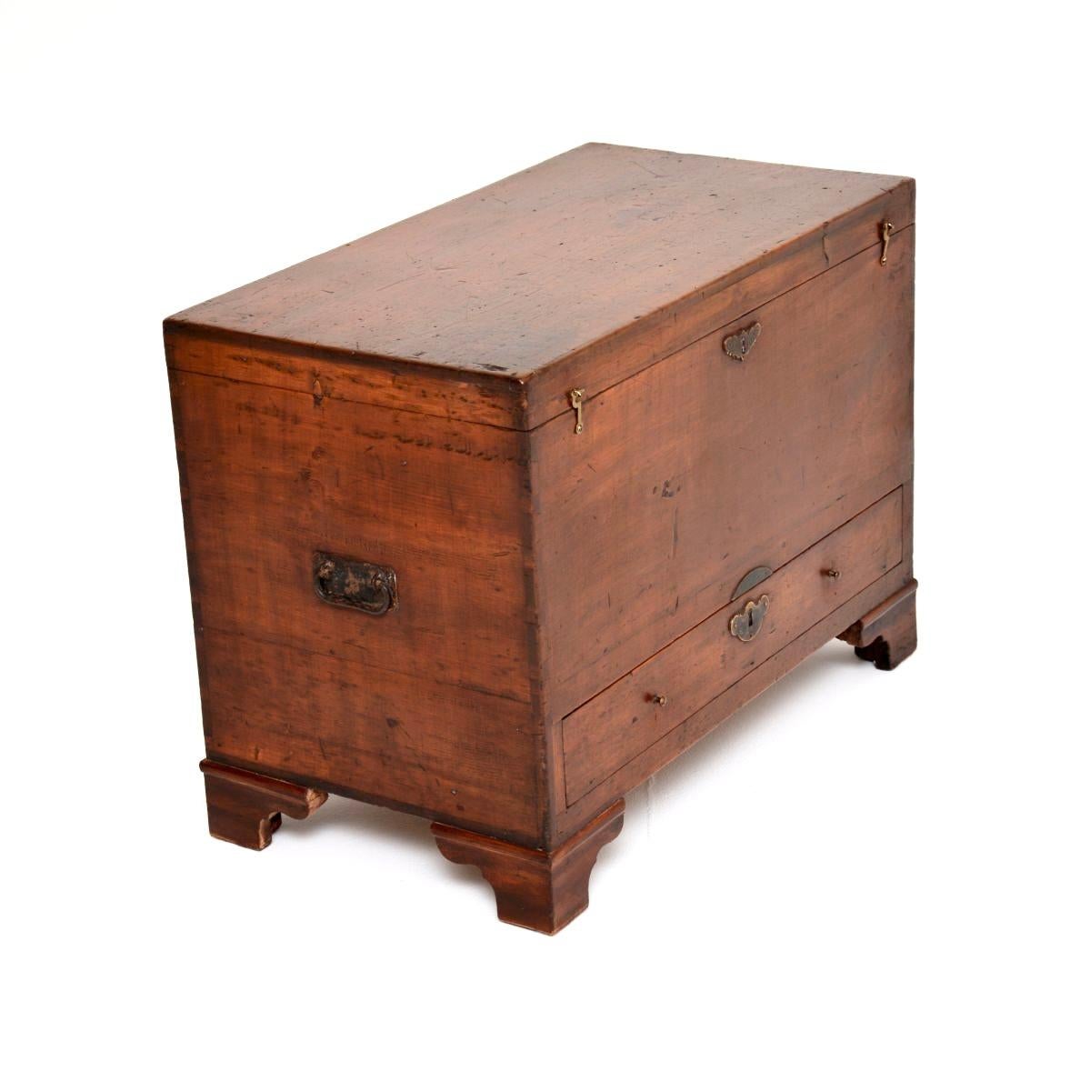 George III Antique Georgian Period Pine Chest / Trunk For Sale