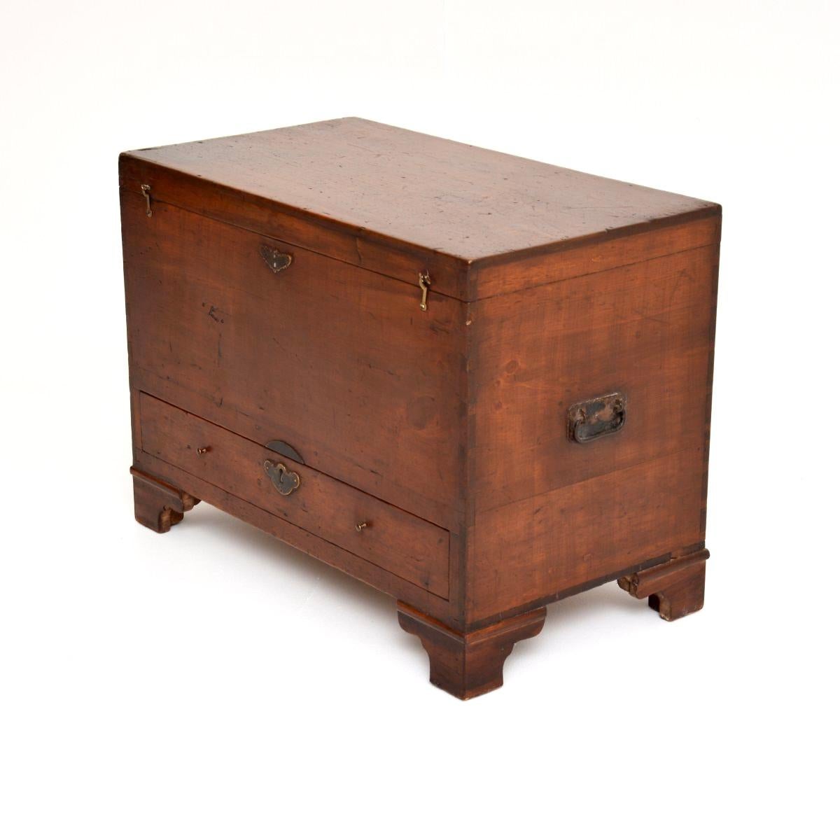 British Antique Georgian Period Pine Chest / Trunk For Sale