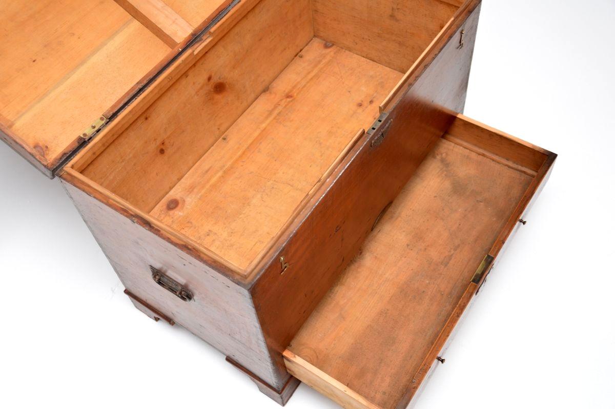 Antique Georgian Period Pine Chest / Trunk For Sale 2