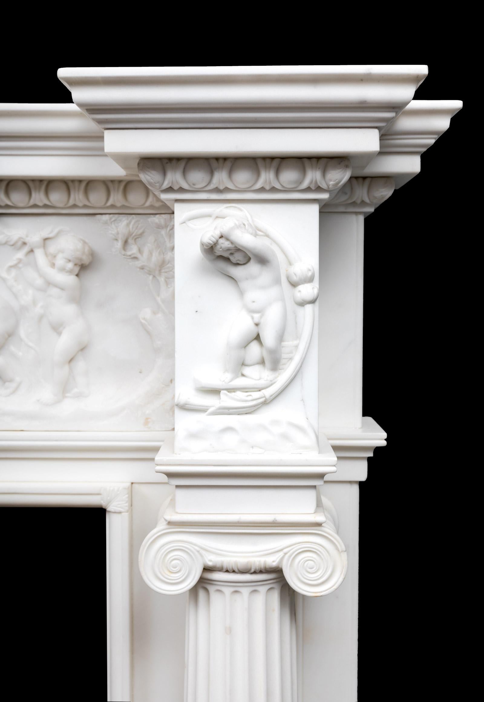 Antique Georgian Period Statuary Marble Mantlepiece In Good Condition For Sale In Tyrone, Northern Ireland