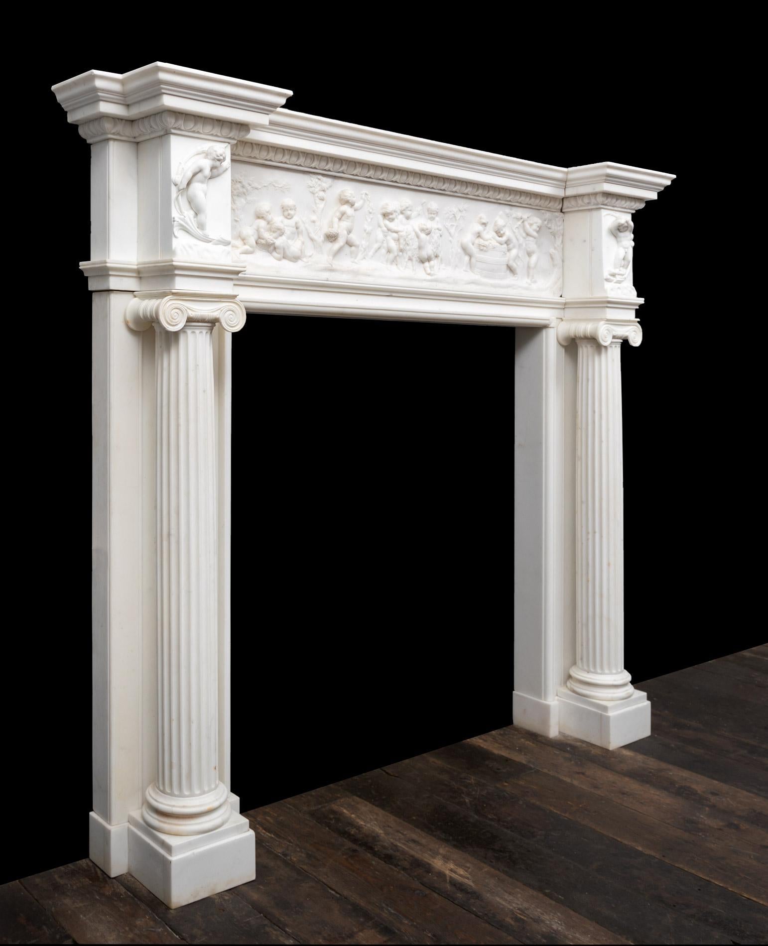 Antique Georgian Period Statuary Marble Mantlepiece For Sale 1