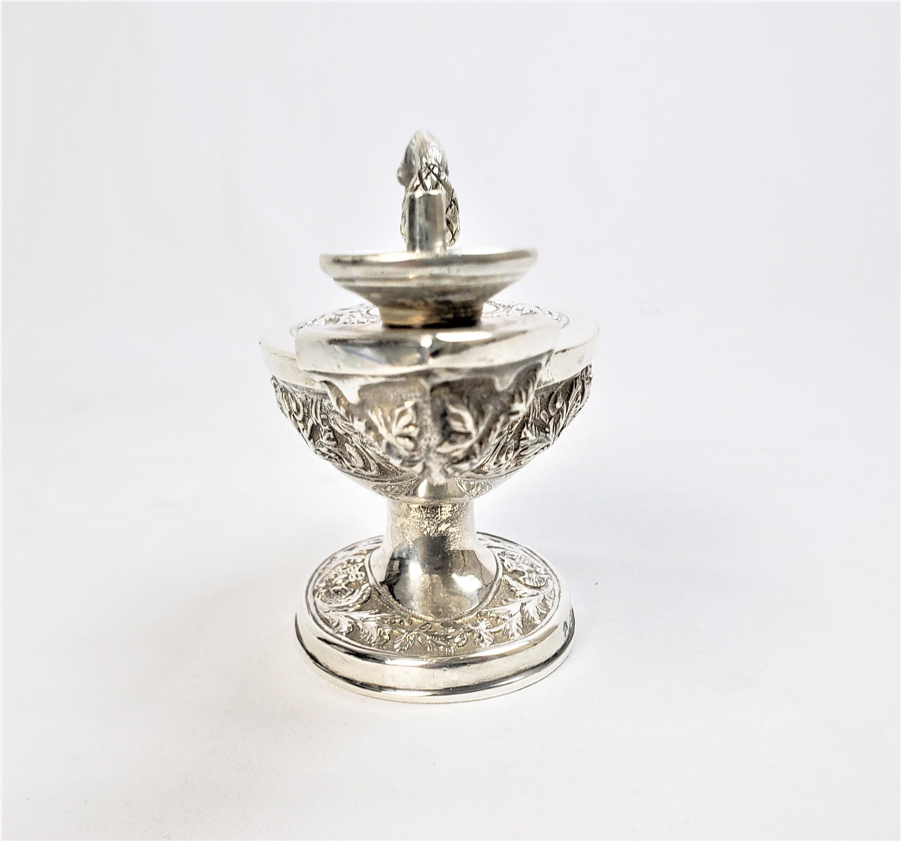 English Antique Georgian Period Sterling Silver Figural Swan Table Cigar Lighter