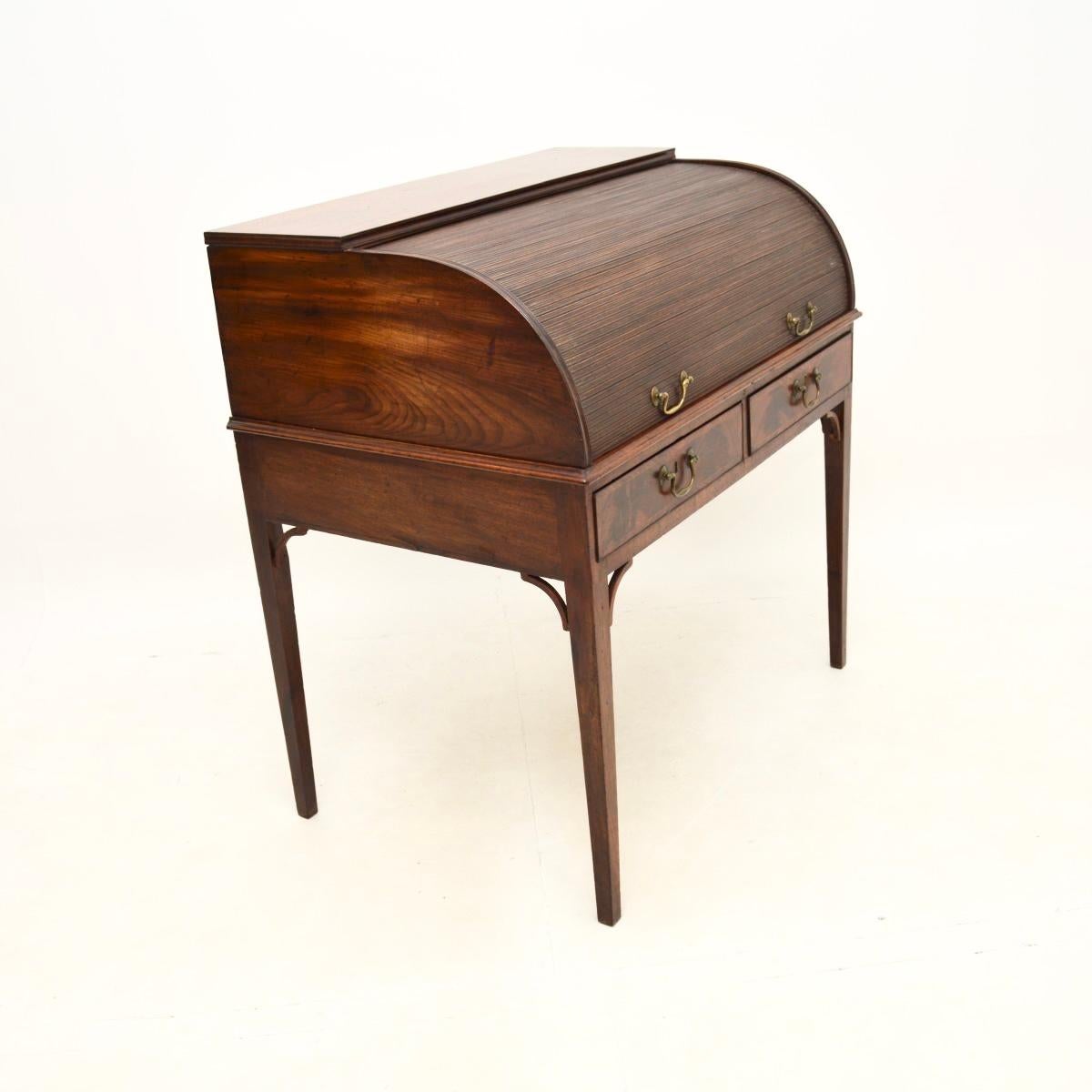 British Antique Georgian Period Tambour Top Desk