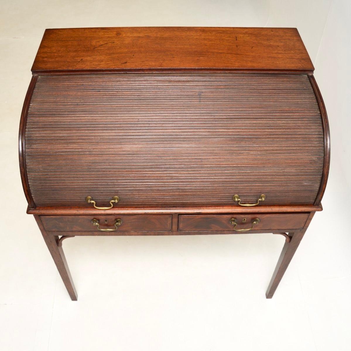 Leather Antique Georgian Period Tambour Top Desk