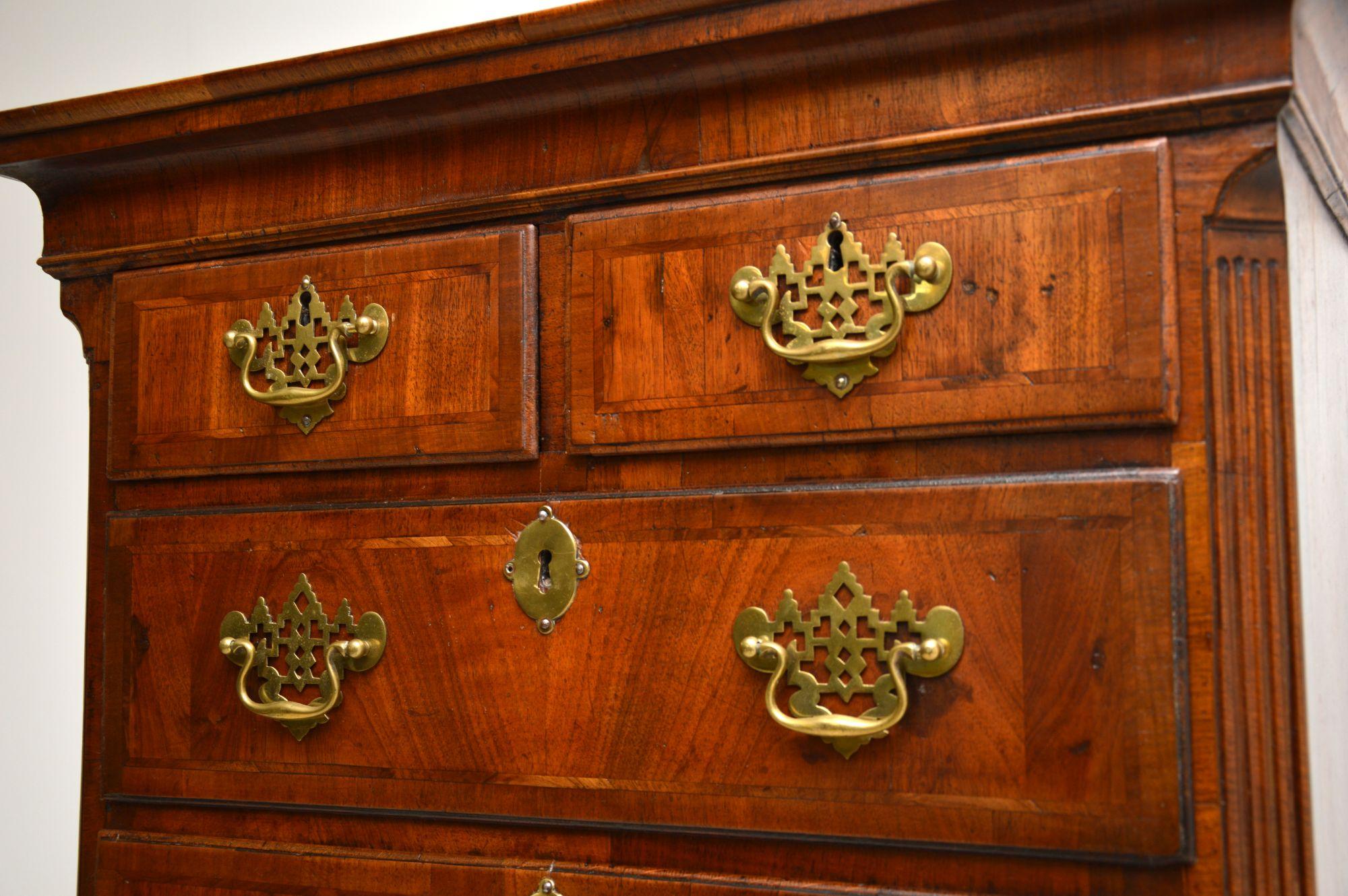 English Antique Georgian Period Walnut Chest on Chest