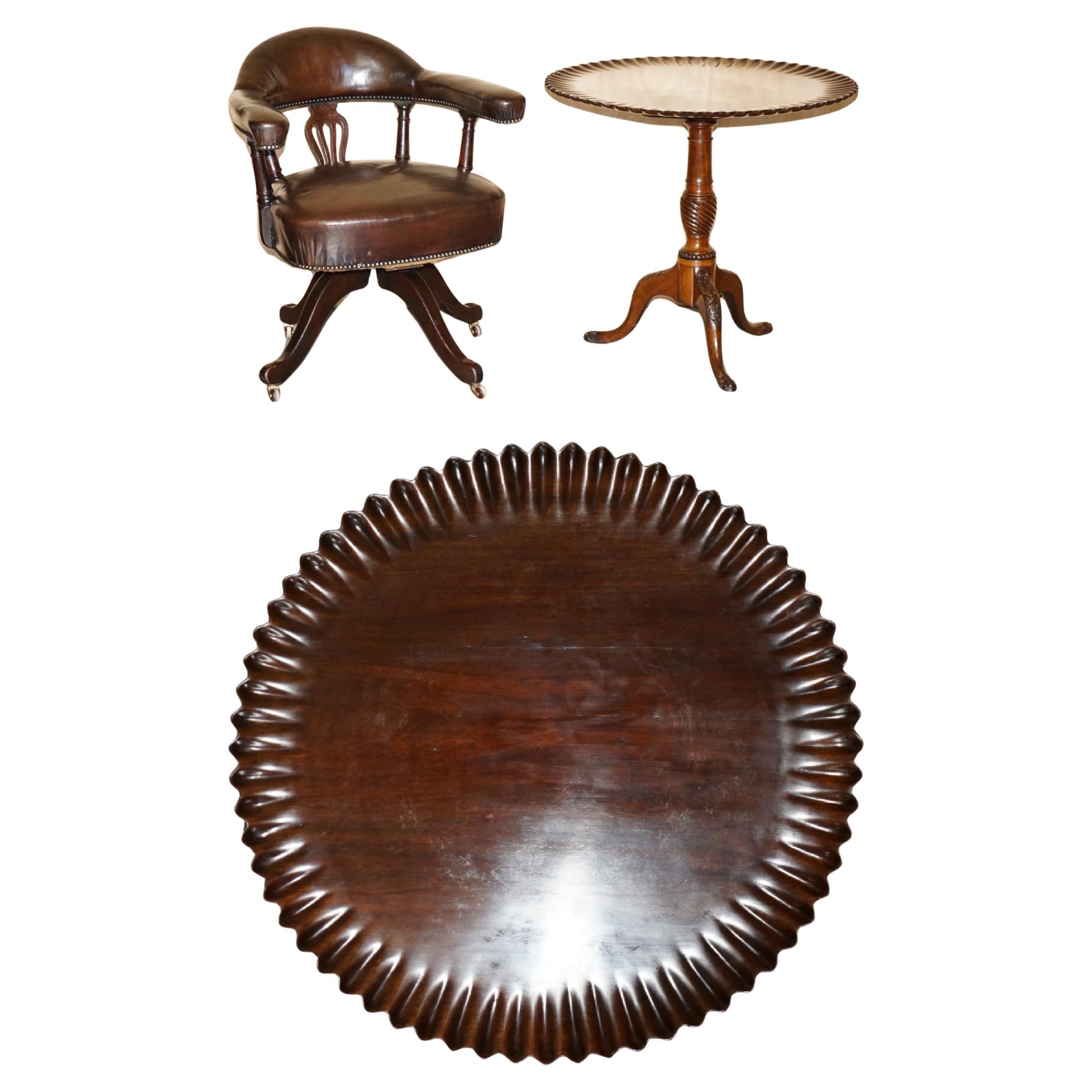 ANTiQUE GEORGIAN PIE CRUST EDGE THOMAS CHIPPENDALE TILT TOP OCCASIONAL TABLE