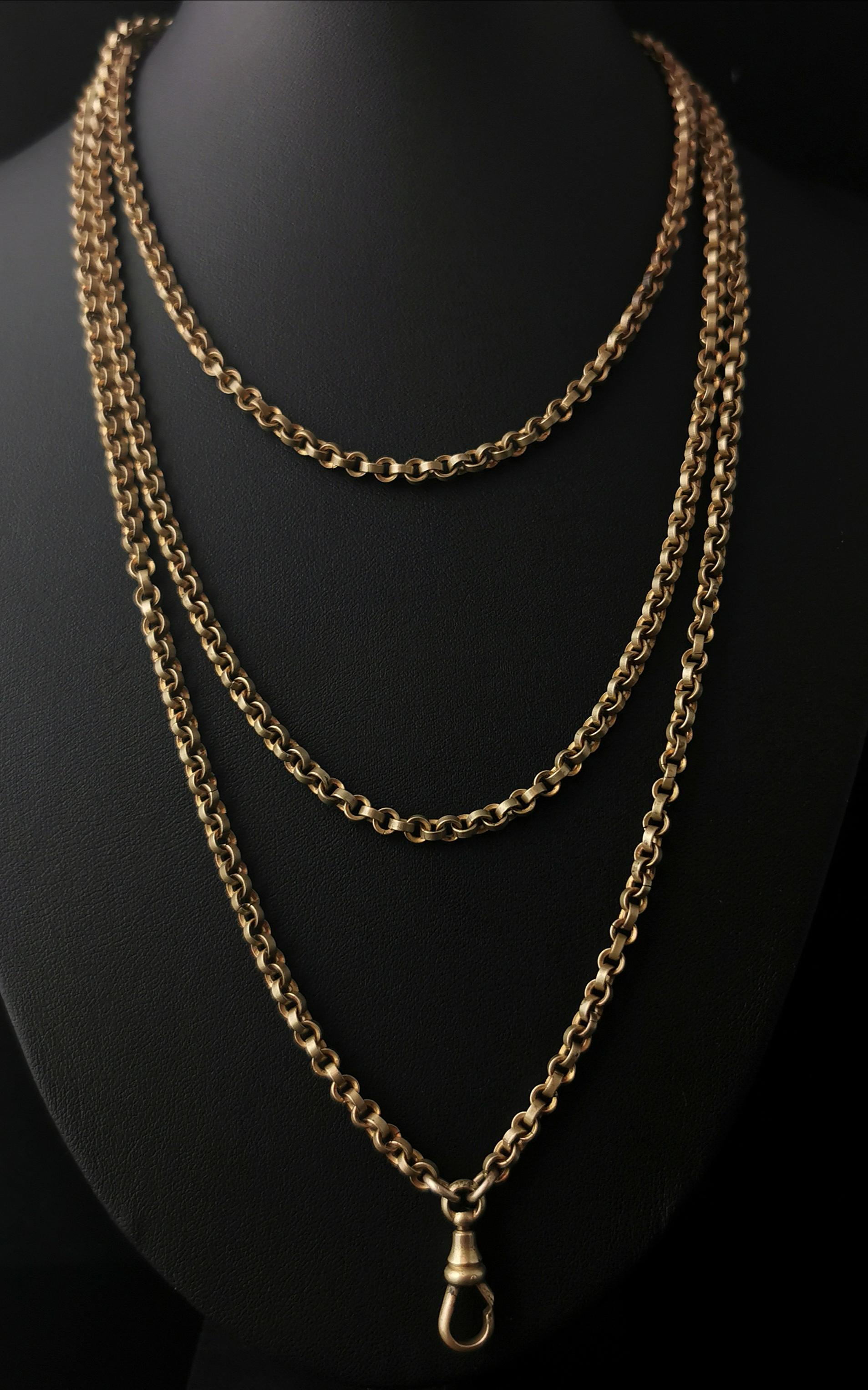 Antique Georgian Pinchbeck Longuard Chain, Muff Chain Necklace 6