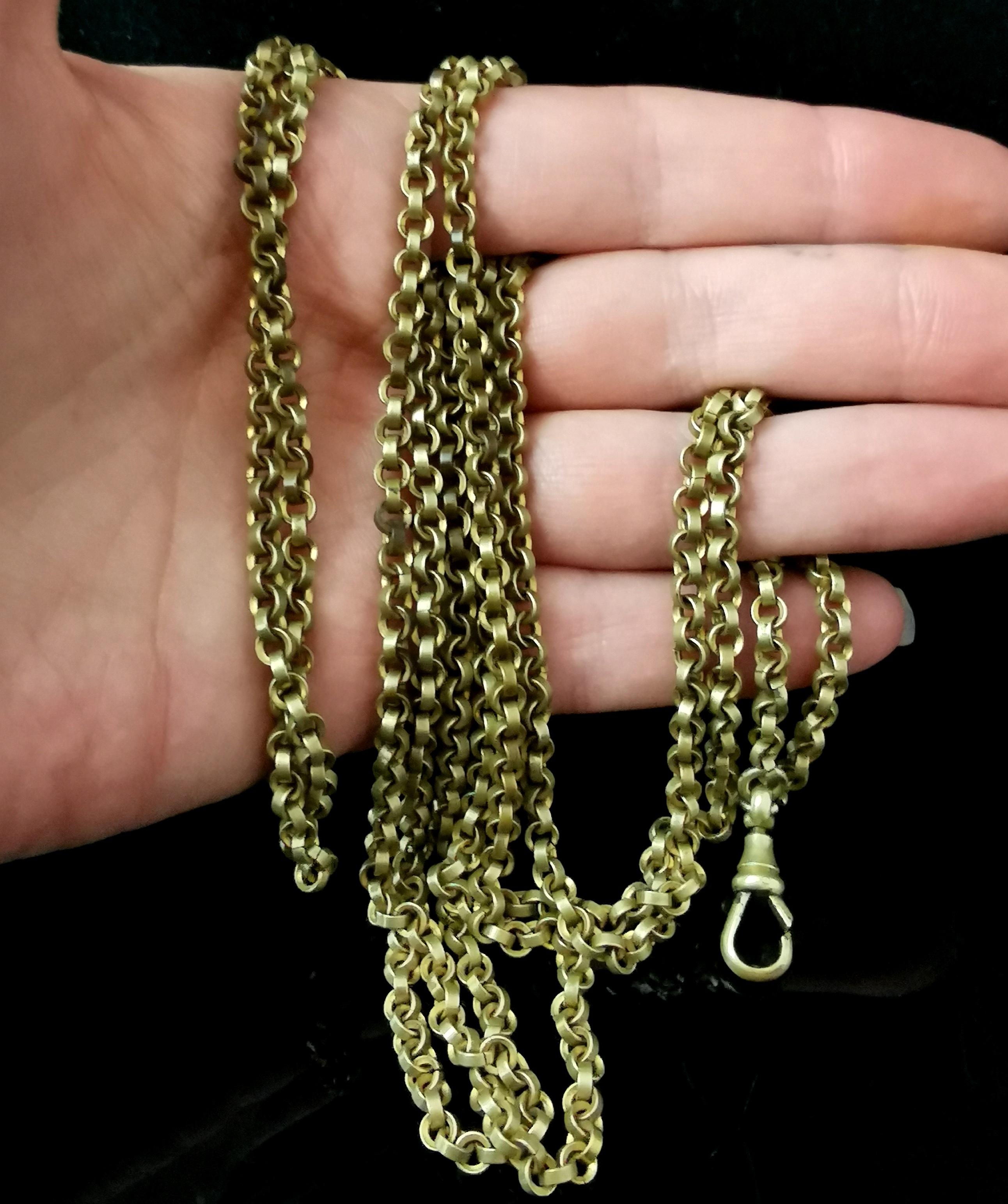 Antique Georgian Pinchbeck Longuard Chain, Muff Chain Necklace 8