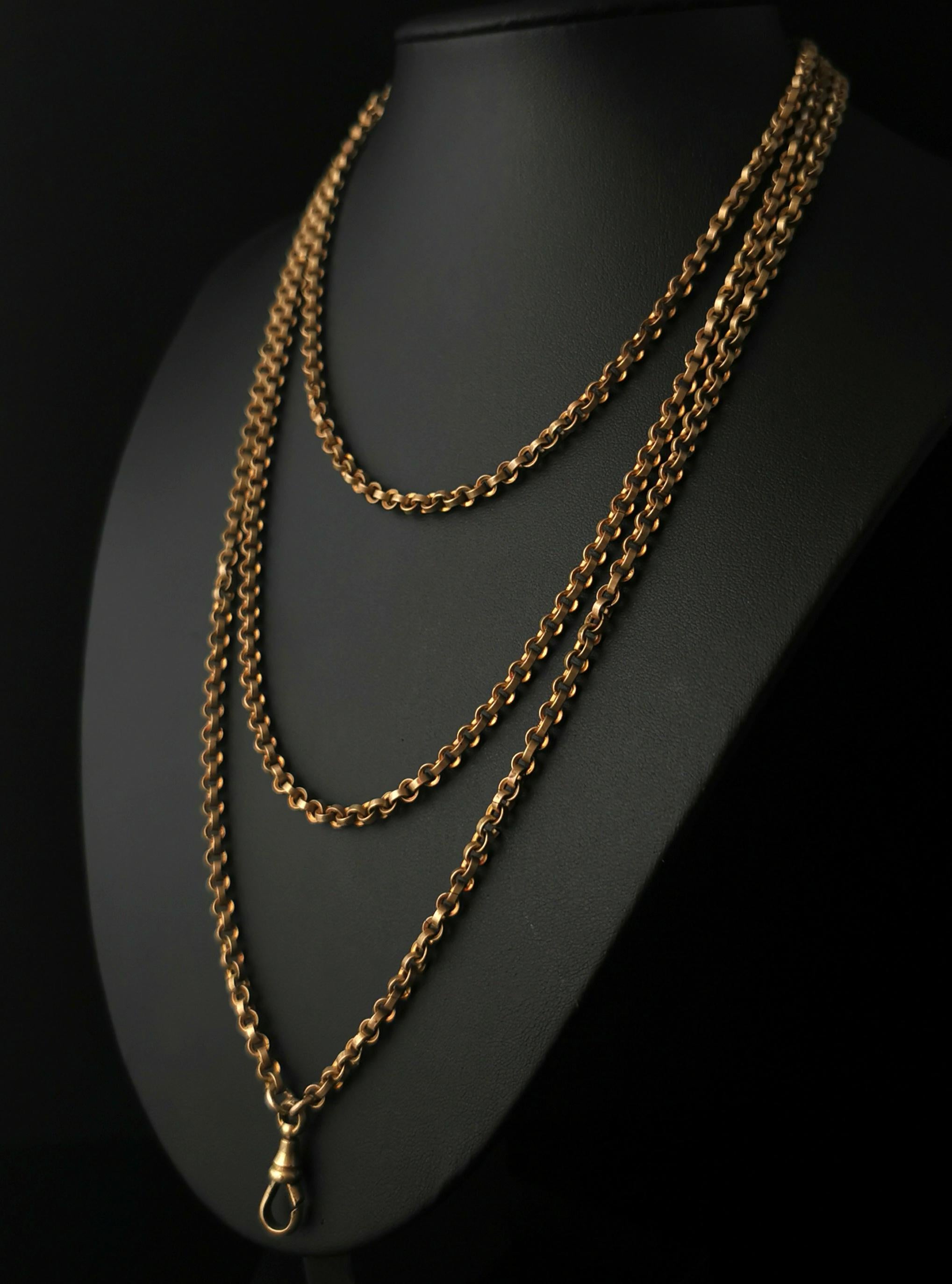 Antique Georgian Pinchbeck Longuard Chain, Muff Chain Necklace 1