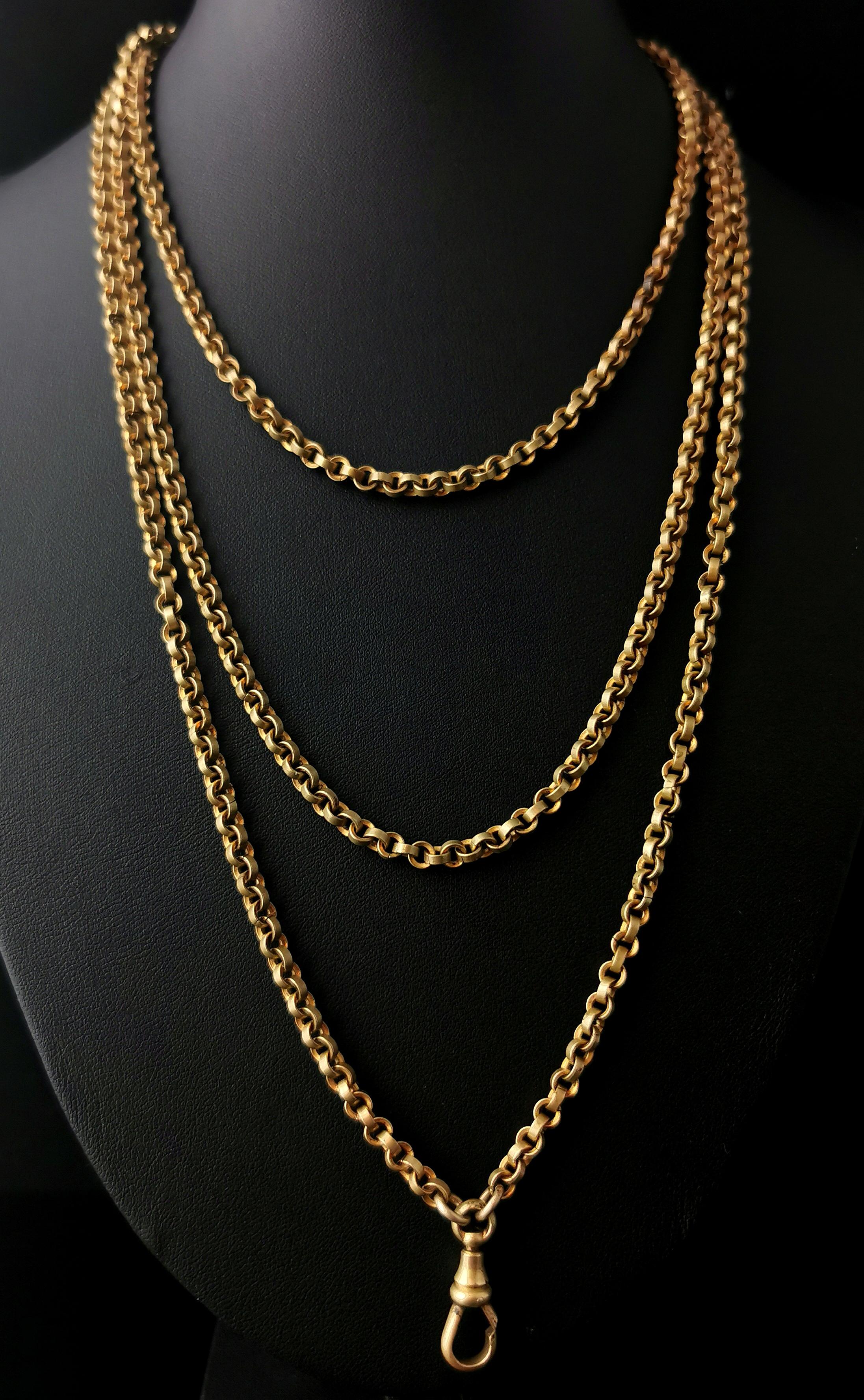 Antique Georgian Pinchbeck Longuard Chain, Muff Chain Necklace 2