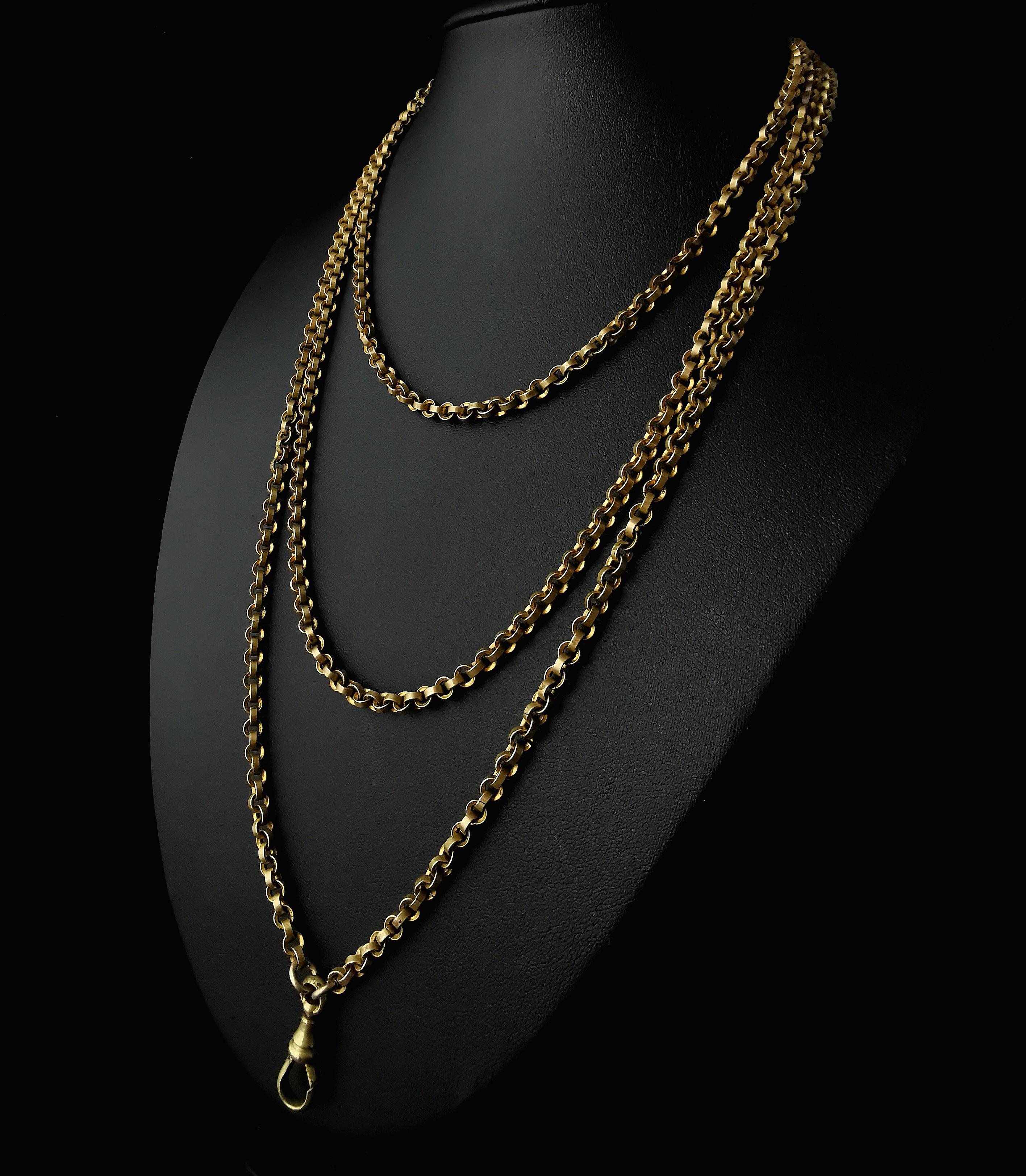 Antique Georgian Pinchbeck Longuard Chain, Muff Chain Necklace 3