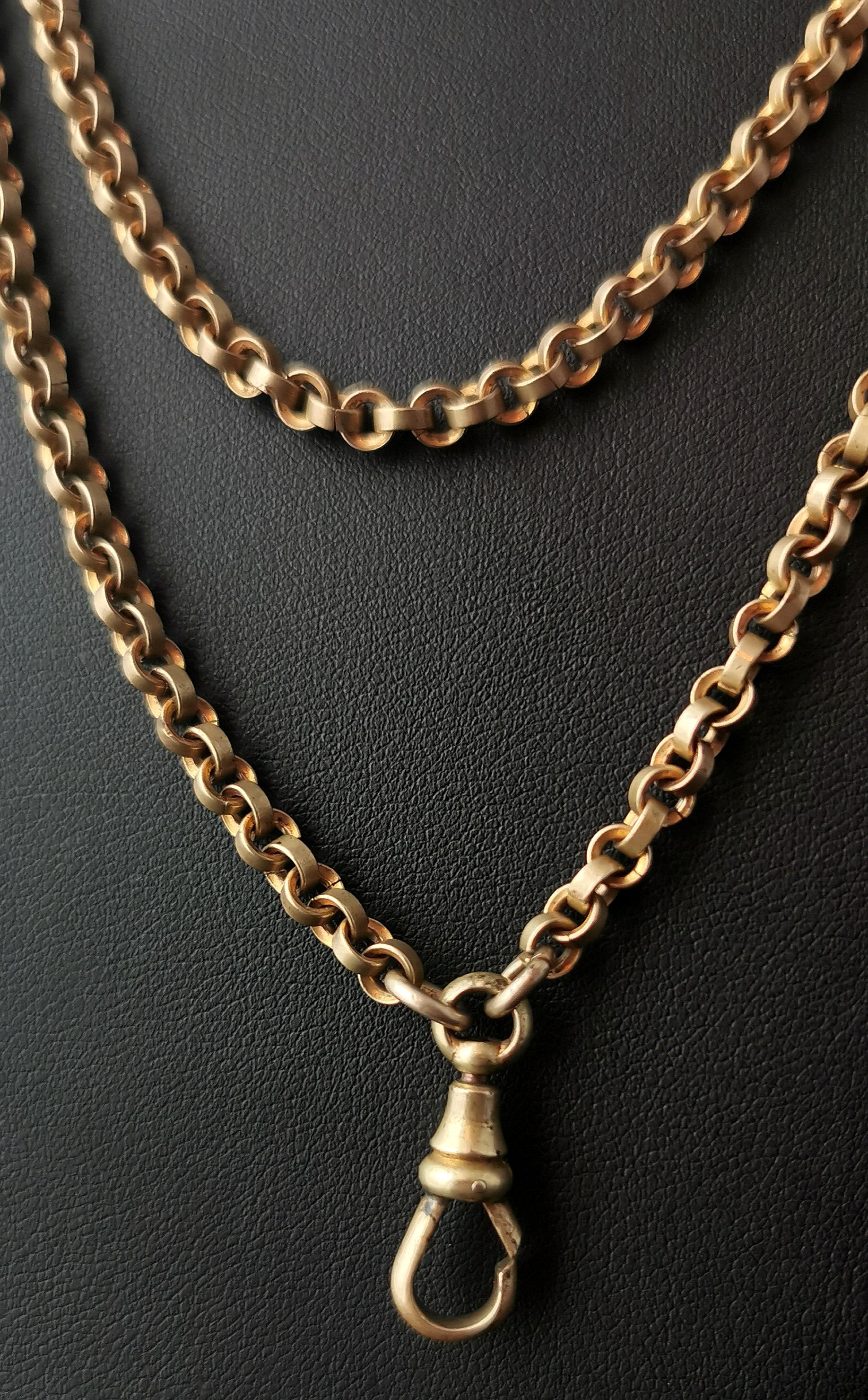 Antique Georgian Pinchbeck Longuard Chain, Muff Chain Necklace 4