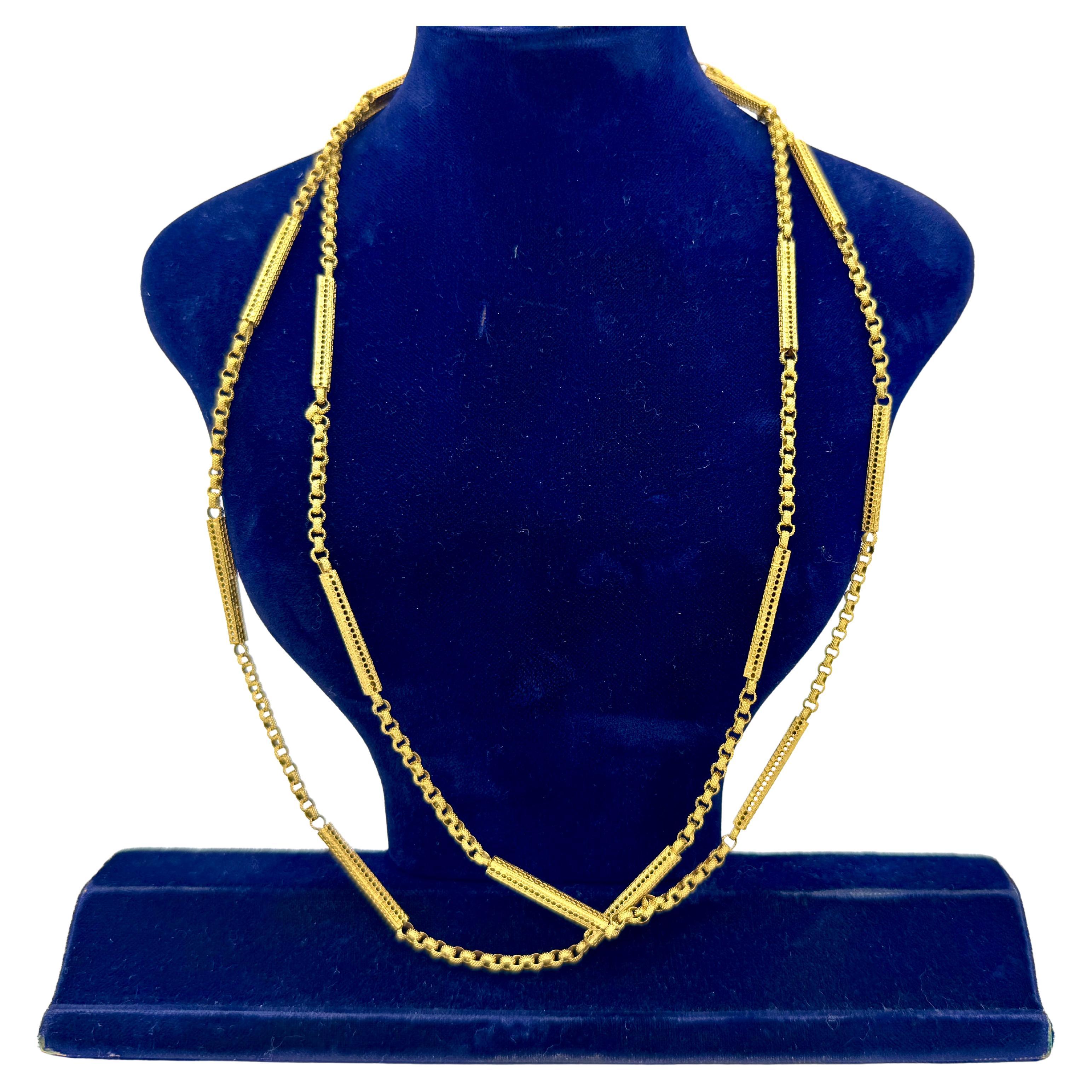 Antique Georgian Pinchbeek Long Guard chain Snaskes Head Clasp For Sale