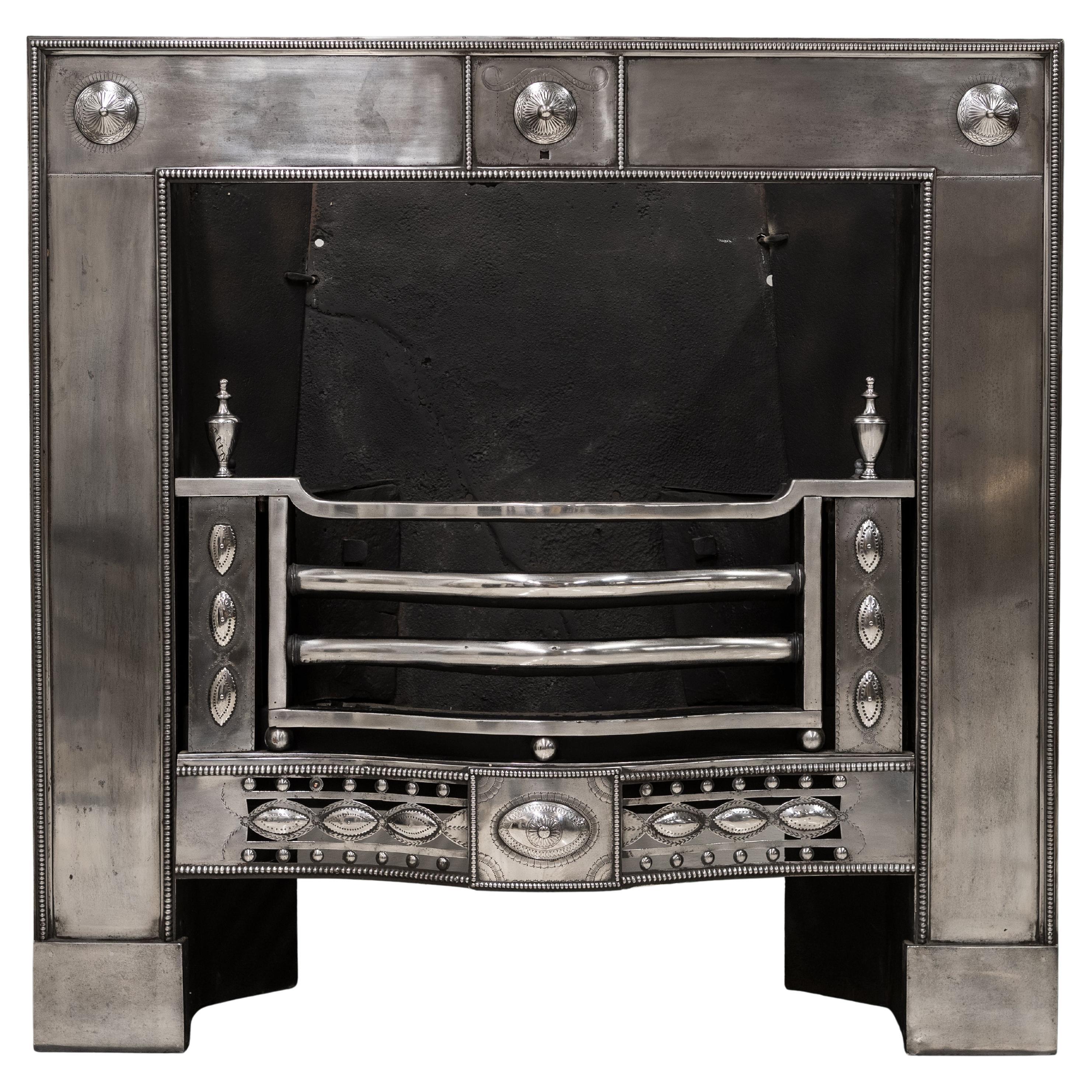 Antique Georgian Polished Steel Register Grate  Robert Adam For Sale