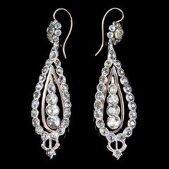 Antique Georgian Portuguese Crystal Drop Earrings Silver 18ct Gold Circa 1820