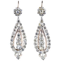 Antique Georgian Portuguese Crystal Drop Earrings Silver 18ct Gold Circa 1820