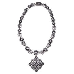 Antique Georgian Portuguese Diamond Necklace Silver Gold 19th Century