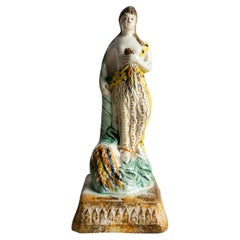 Antique Georgian Prattware Pottery Figure, Flora The Goddess Of Spring, C. 1800