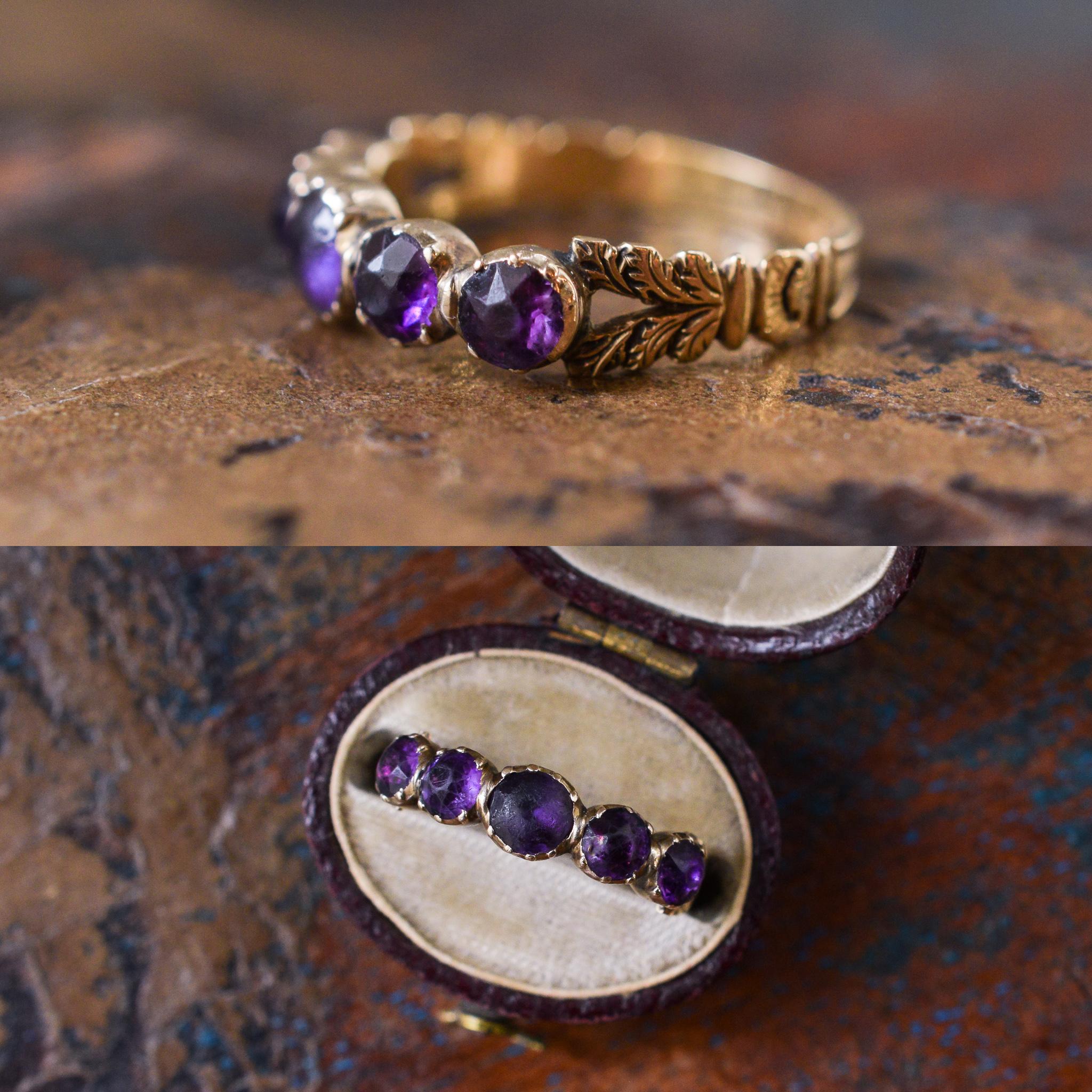 Women's Antique Georgian Purple Paste Half-Hoop Ring