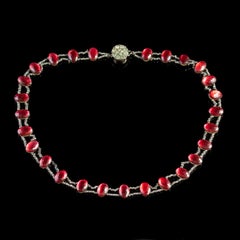Antique Georgian Red Paste Stone Collar Necklace Cut Steel, circa 1800