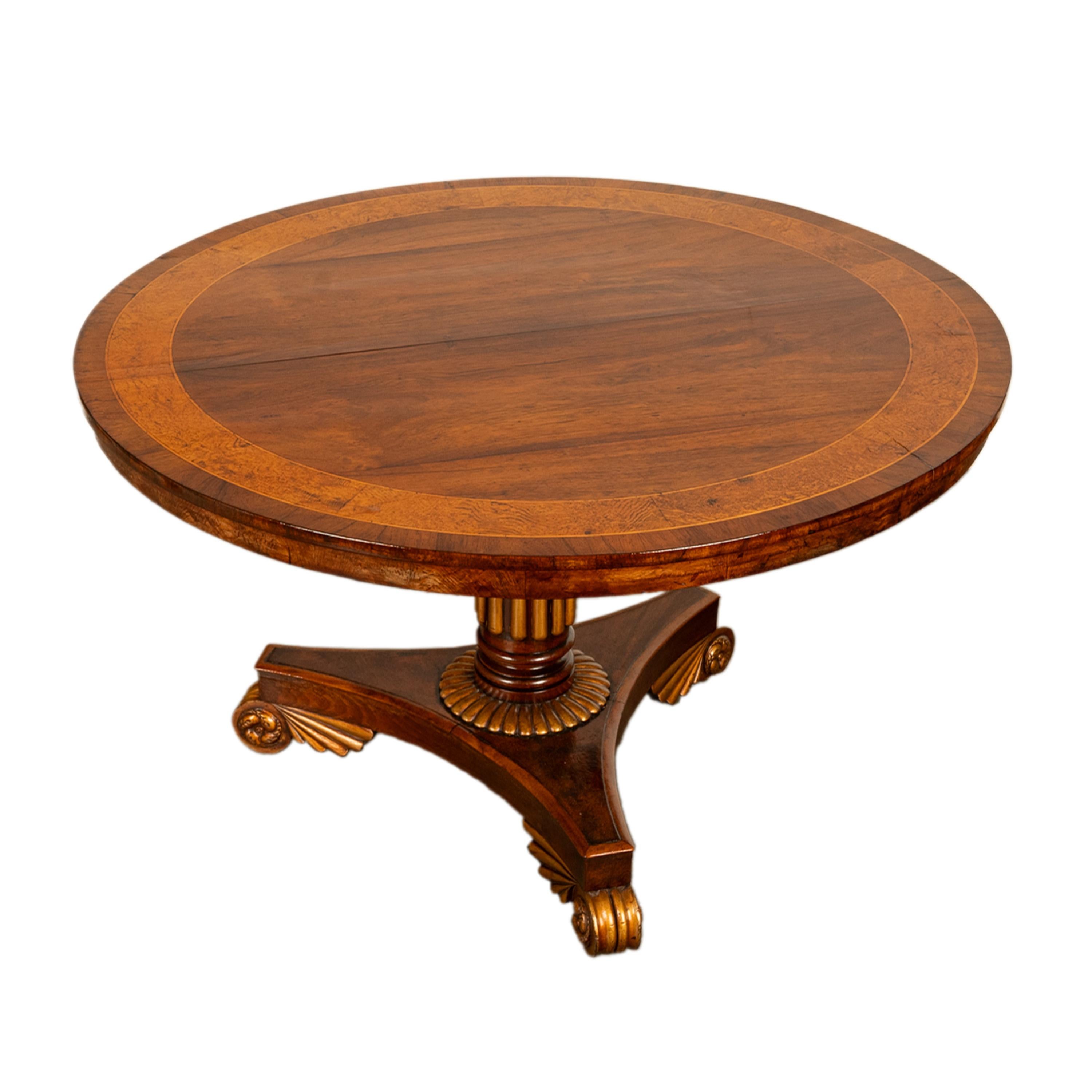 Ancienne table de salle à manger à plateau basculant en noyer doré Amboyna Regency Georgian en vente 5