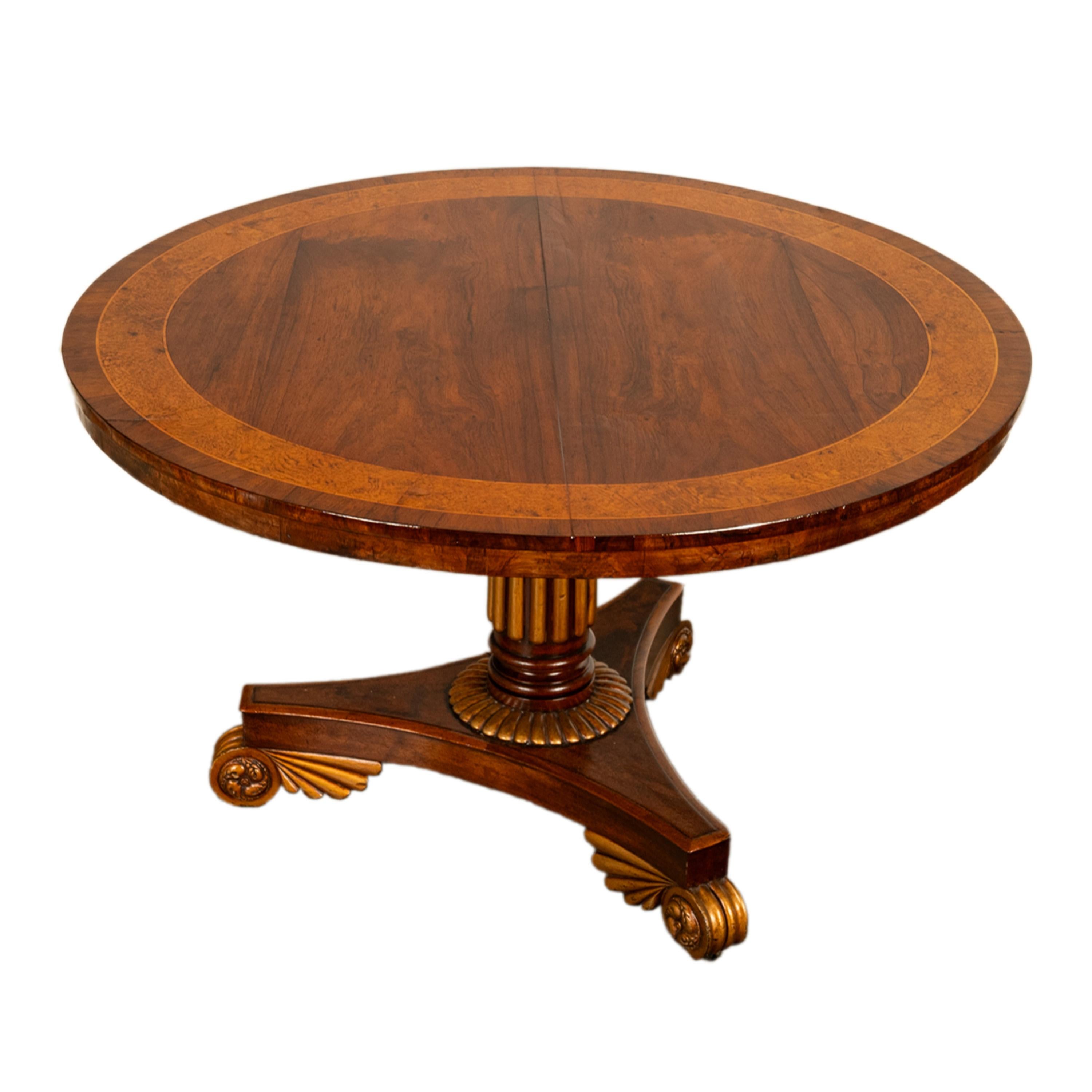 Ancienne table de salle à manger à plateau basculant en noyer doré Amboyna Regency Georgian en vente 8