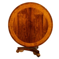 Antique Georgian Regency Amboyna Walnut Gilt Tilt-Top Breakfast Dining Table