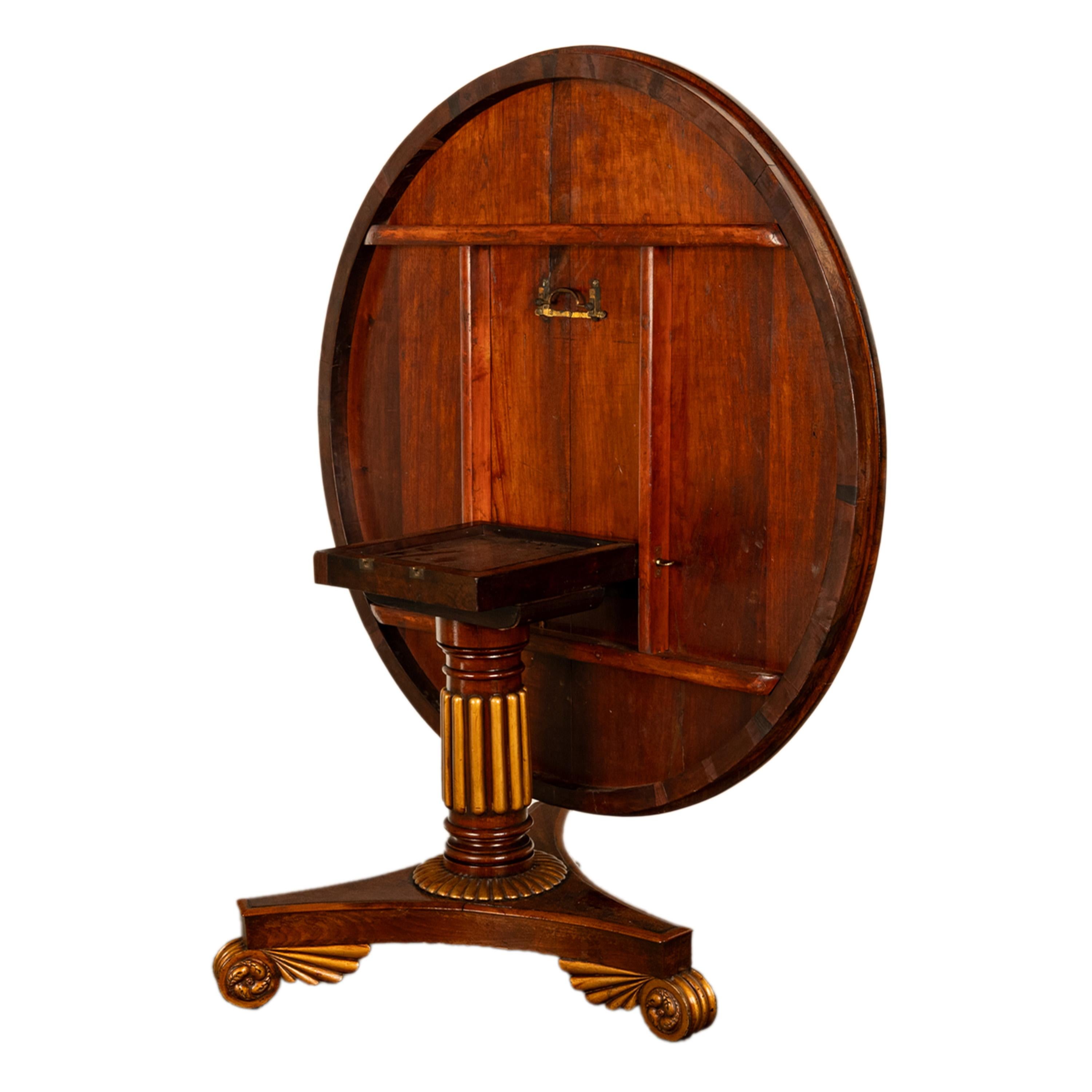 Citronnier Ancienne table de salle à manger à plateau basculant en noyer doré Amboyna Regency Georgian en vente